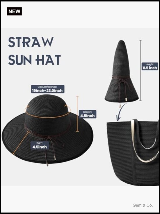 UPF 50+ Wide Brim Straw Sun Hat for Women, Adjustable Beach Hat main image 5